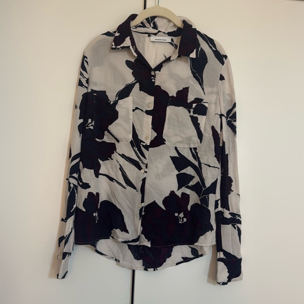 Samsoe Lightweight Button-Up Patterned Blouse